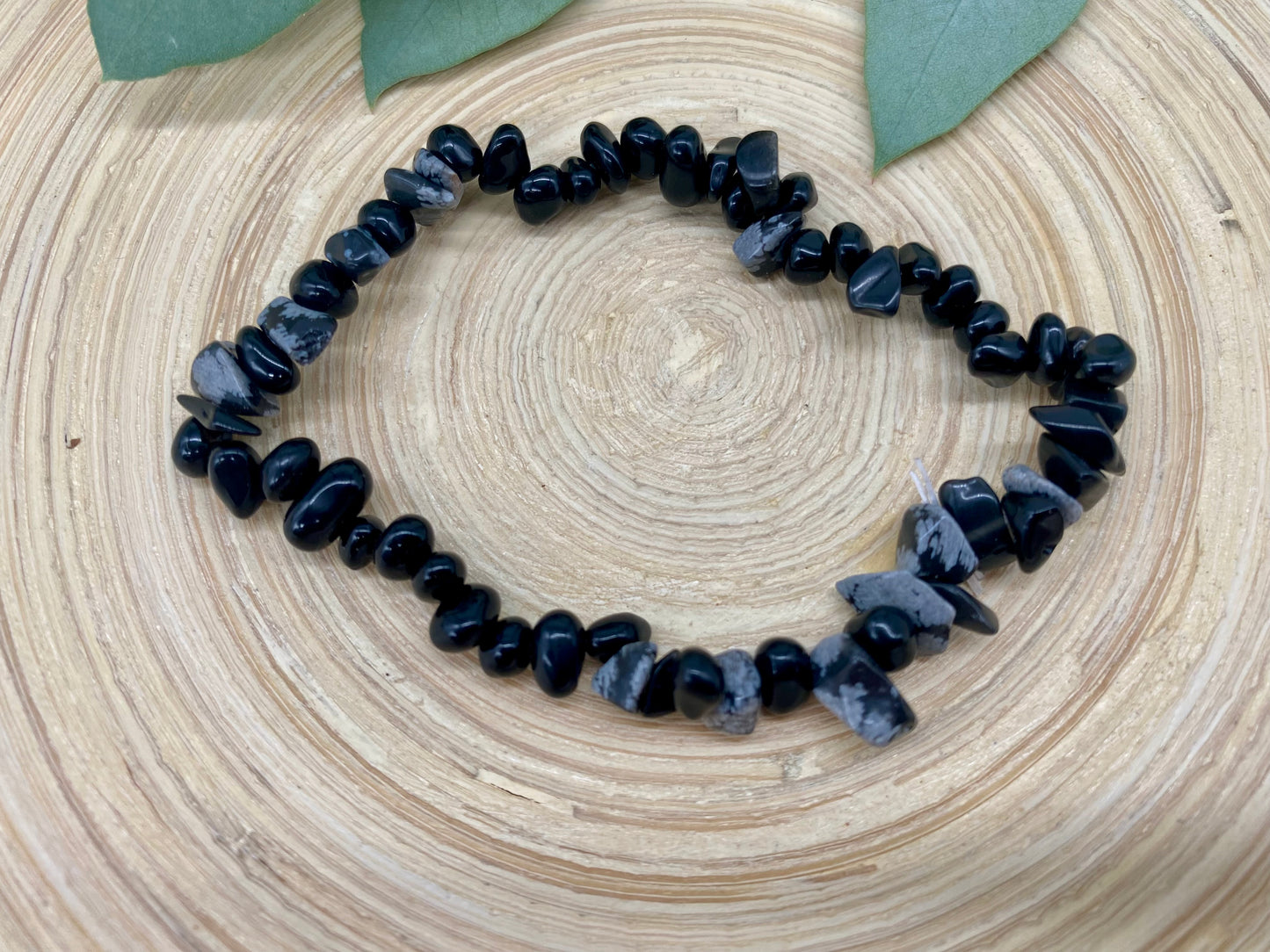 Splitterarmband Schneeflocken Obsidian